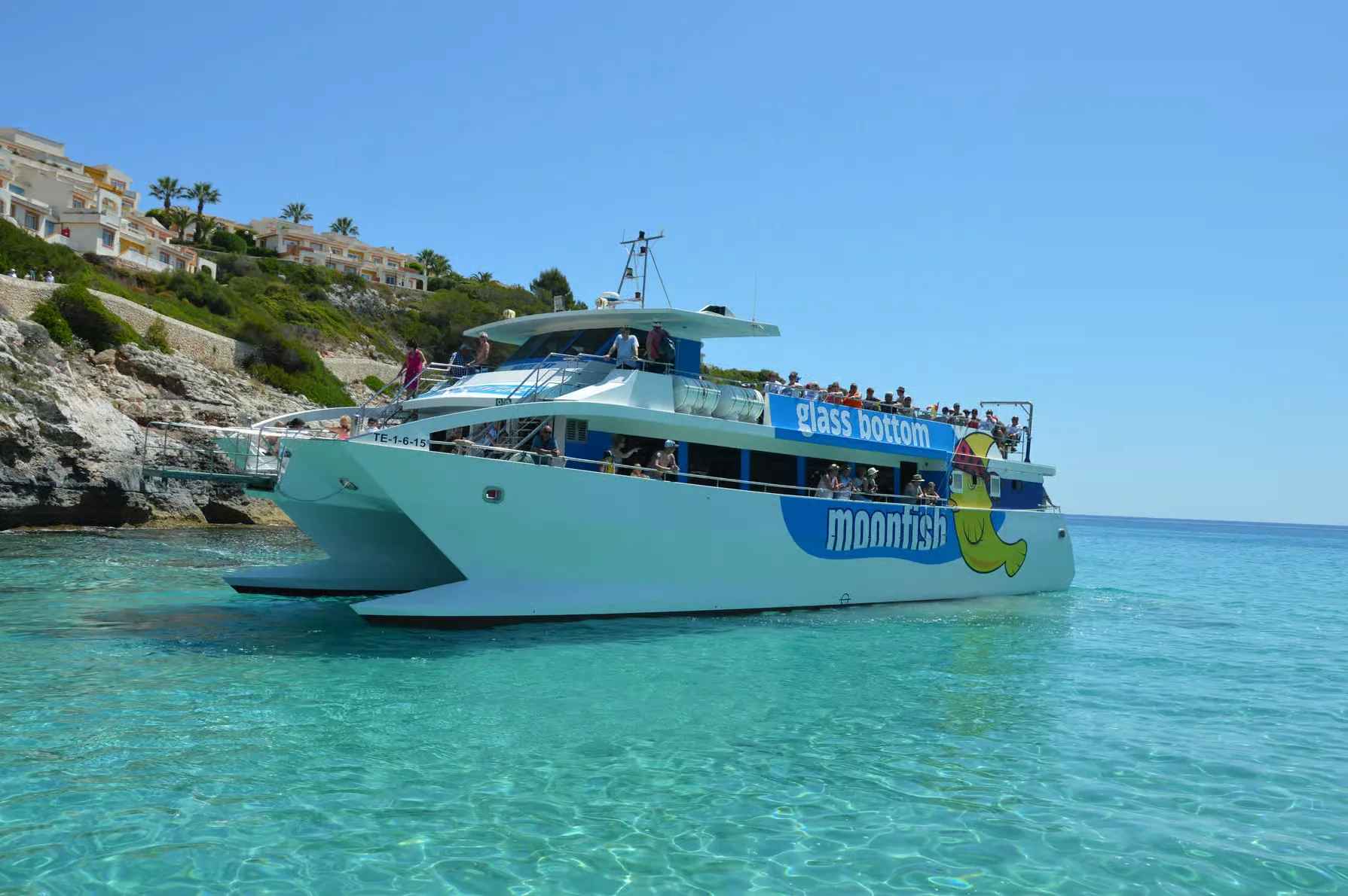 Glass-bottom catamaran on Mallorca’s east coast