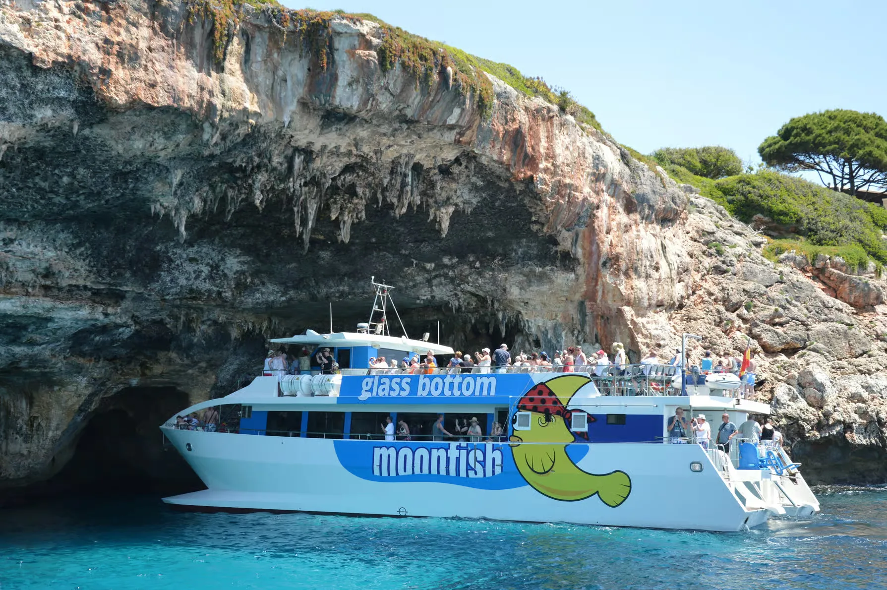 Glass-bottom catamaran on Mallorca’s east coast