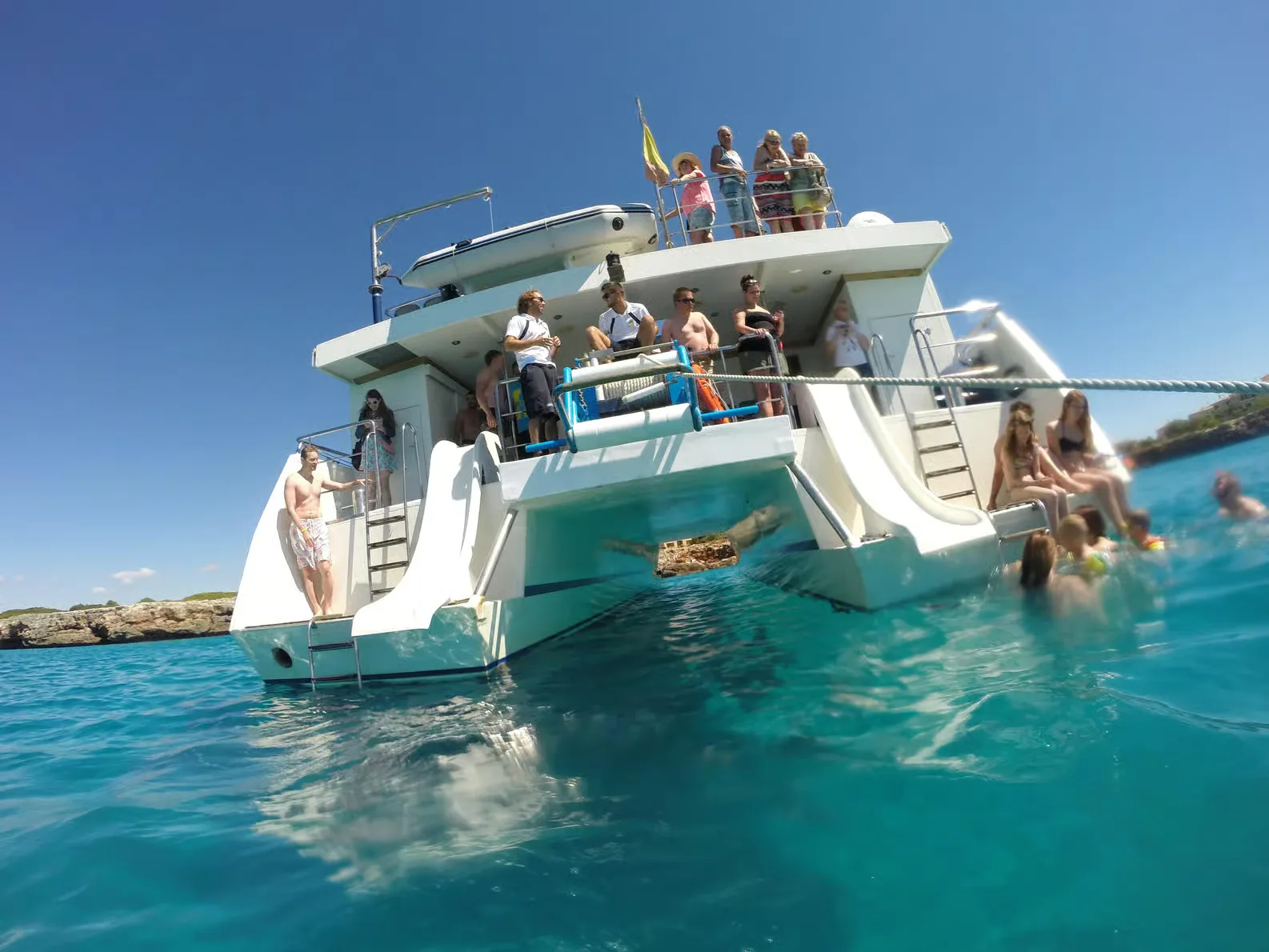 Glass-bottom catamaran on Mallorca’s east coast