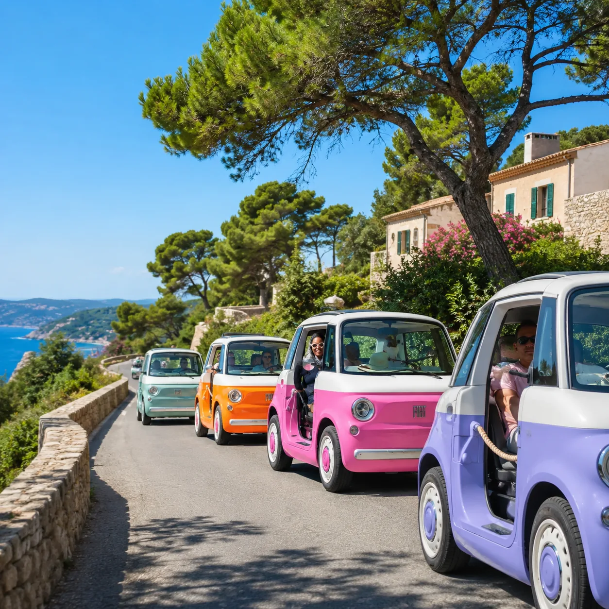 Mini electric Fiat in Nice along the French Riviera