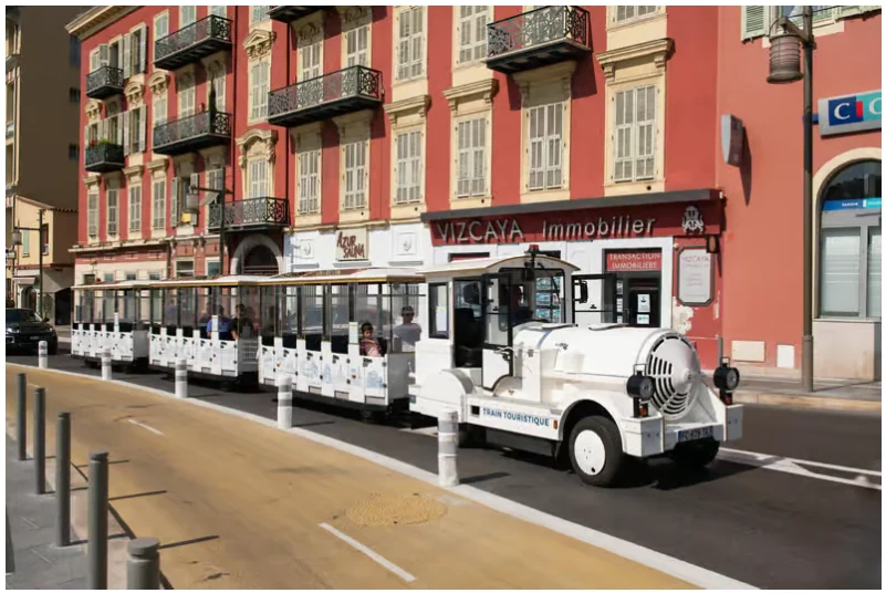 Nice electric tourist train with panoramic views