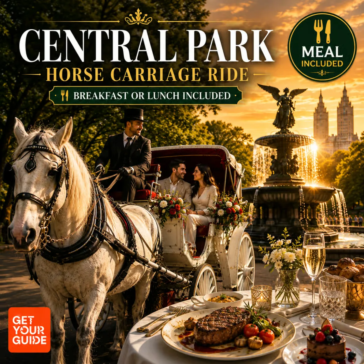 Balade en calèche Central Park avec déjeuner et parcours privé