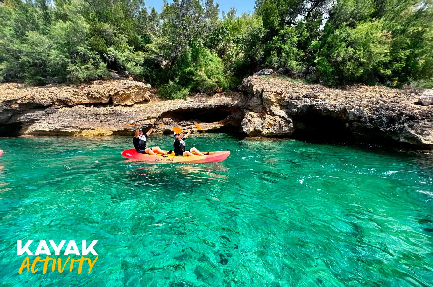 Alcúdia kayak tour with snorkeling and sea cave visit