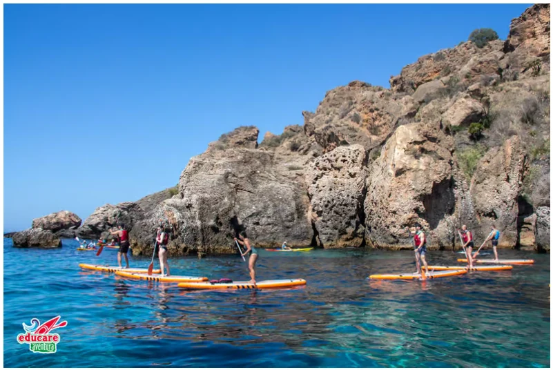 Paddleboarding in Nerja along the Maro cliffs and waterfall