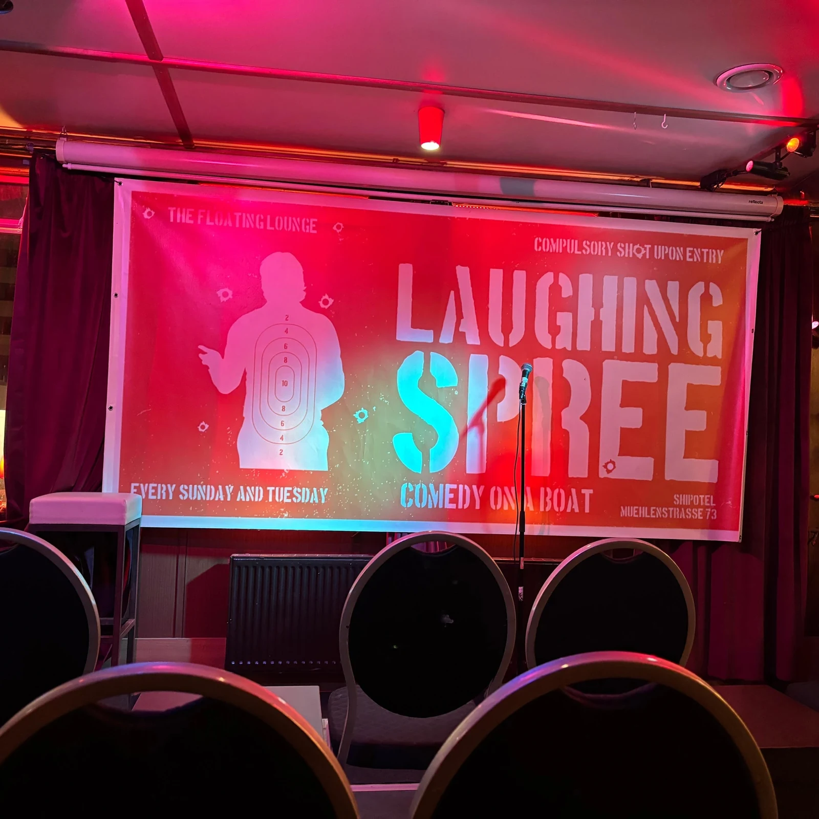 English comedy show on a boat in Berlin